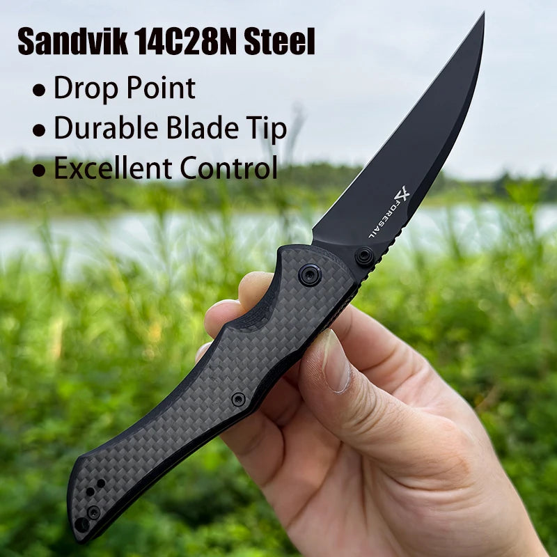 14C28N Steel Sharp Folding Knife Outdoor Camping Hunting Cutting Survival Hiking Fish Kitchen Portable Pocket Clip EDC ToolKnife