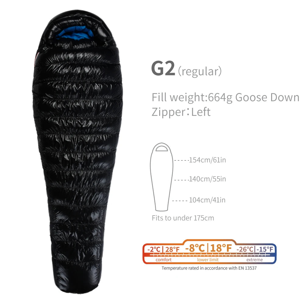 AEGISMAX G2 -8 Degree 800FP Goose Down Sleeping Bag Ultralight Outdoor Camping Hiking Sleeping Bag for Men & Women