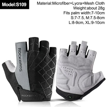 ROCKBROS New Road Bike MTB Gloves Microfiber Wear Resistant Gym Training Fingerless Glove Half Finger Bicycle Cycling Equipment