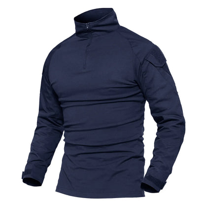 KEFITEVD Men's Hunting T-shirts 1/4 Zip Long Sleeve Shirt Outdoor Climbing Hiking Climbing Tees Camping Fishing Pullover Tops