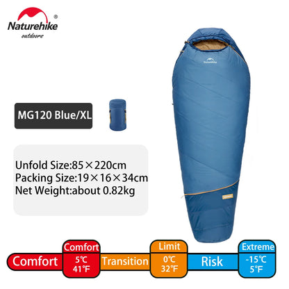 Naturehike MG120 5℃ MG270 -2℃ Mummy Sleeping Bag Ultralight Camping Hiking Cotton Warm Thermal Winter Machine Wash Tour Gear