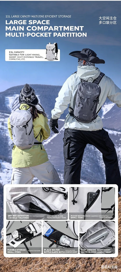 11L Outdoor Hiking Cross-Country Running Backpack Cycling Travel Mountaineering Lightweight Large-Capacity Shoulder Backpack
