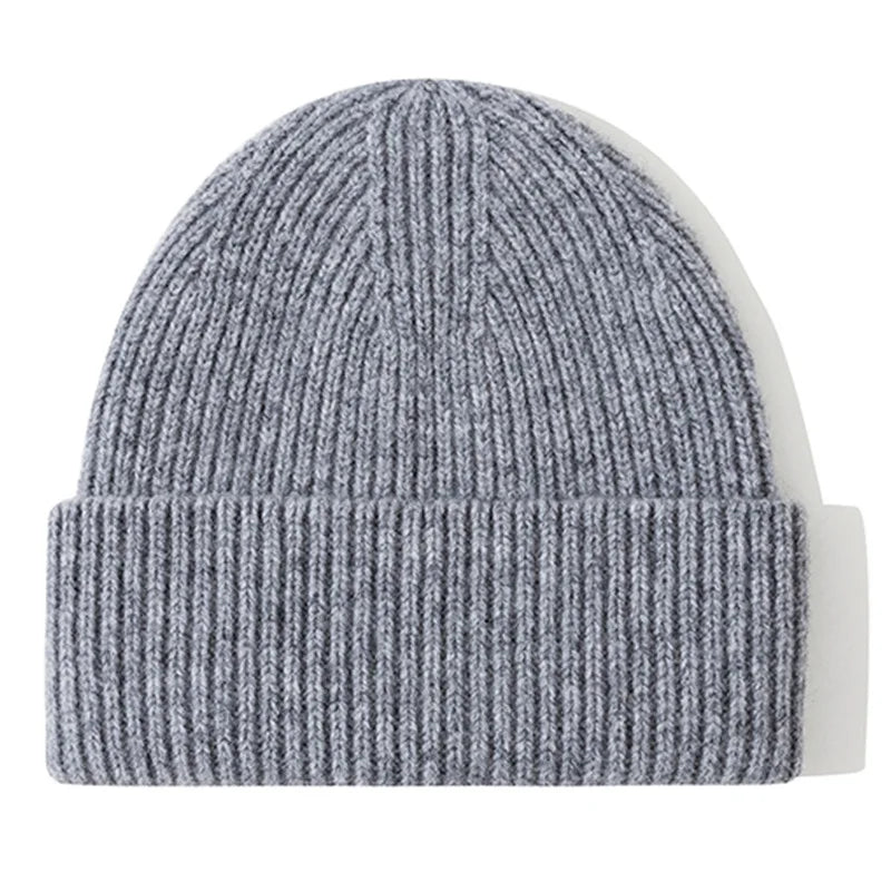 Men Women 100% Merino Wool Beanie Hats Winter Thermal Hat Cuffed Knit Ribbed Beanie Hiking Skiing One Size