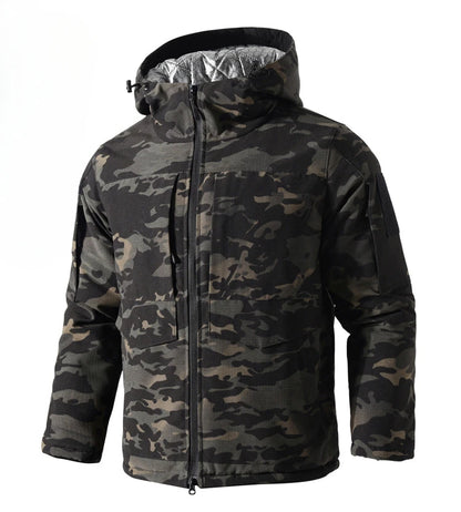 Camouflage Tooling Mens Hooded Parkas Thickened Winter Durable Multiple Pockets Outdoors Working Cotton Jackets Warm Windbreaker