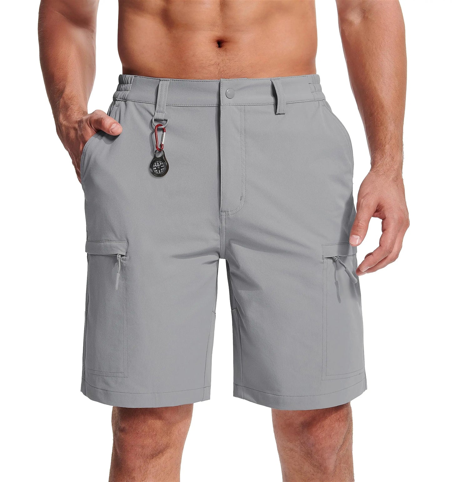 MAGCOMSEN Men's Cargo Shorts Multi-Pocket Elastic Breathable Quick-Drying Outdoor D-Ring Design Shorts Hiking Fishing Shorts
