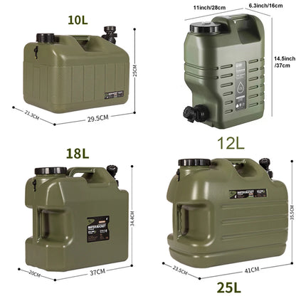 Desert Fox 10L/12L/18L/25L Large Military Green Water Tank Carrier Container with Spigot for Camping Outdoors Hiking Accessories