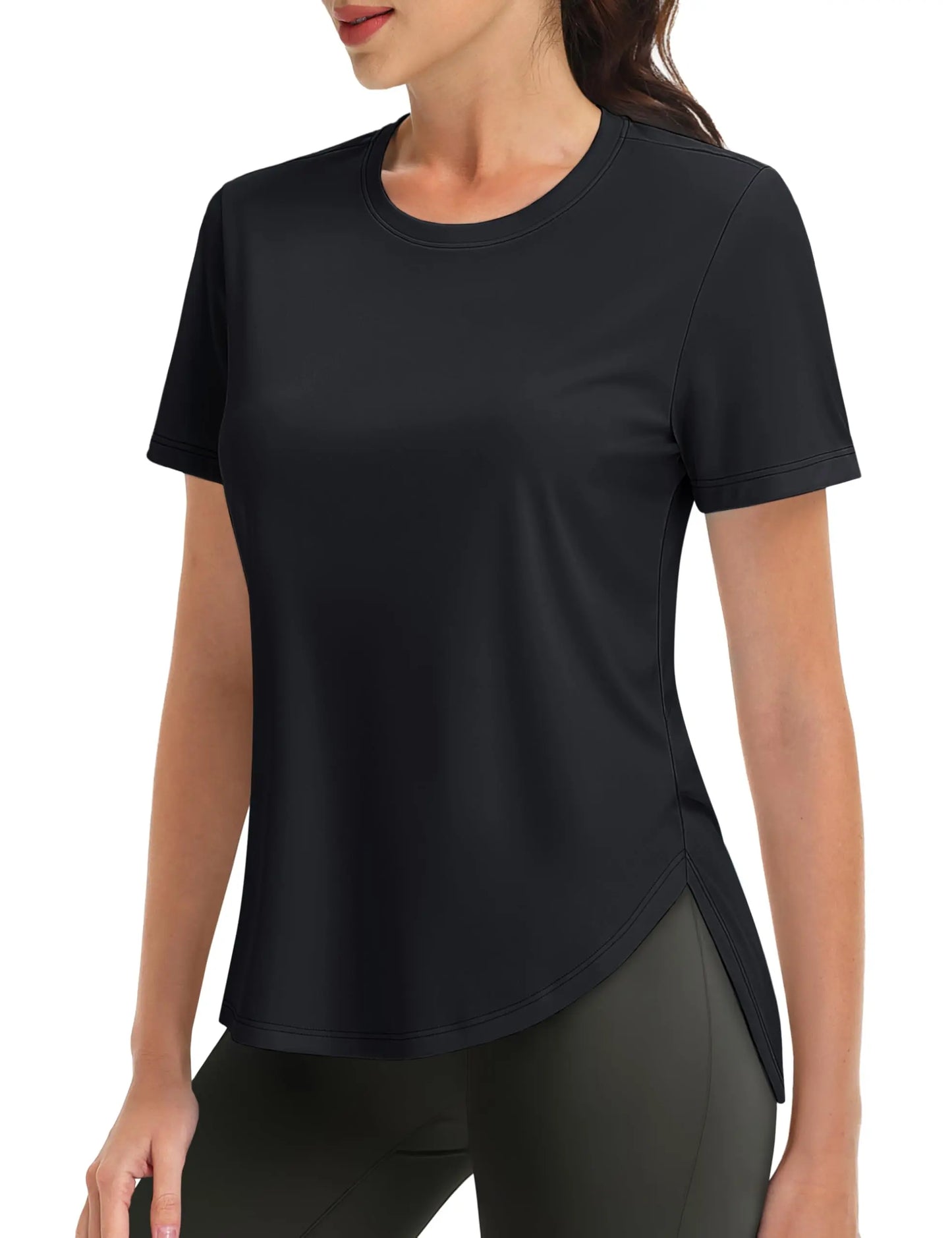 TACVASEN Womens UPF 50+ Sun Protection High Low Hem T-Shirt Quick Dry Hiking Side Split Top Summer Outdoor Breathable Shirts