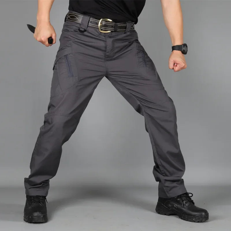 Men Multi-Pockets Cargo Pants Quick Dry Outdoors Sports Tactical Trousers Camouflage black Trousers for Travel Hiking climb