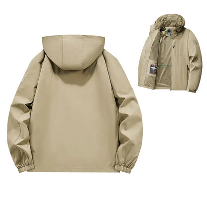 Men Detachable Hooded Jacket Embroidered Jacket Outdoor Breathable Hiking Travel Coat Multiple Pockets zipper Coat Casual Coat