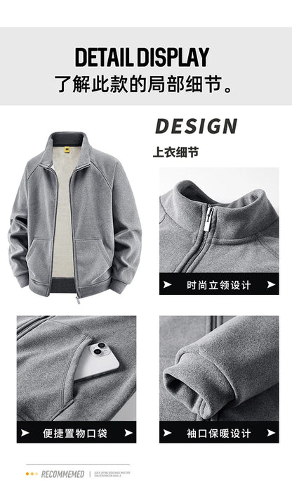 Thick Sets Brand Casual Men's Sets Cashmere Tracksuit Outdoors Fleece Track Suits Jacket + Pant Warm Fur Winter Men's Sweatshirt