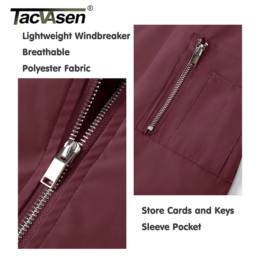 TACVASEN Spring Baseballl Jackets Mens Windbreaker Hiking Trekking Fishing Jackets Outdoor Full Zip Casual Coats Outwear Tops