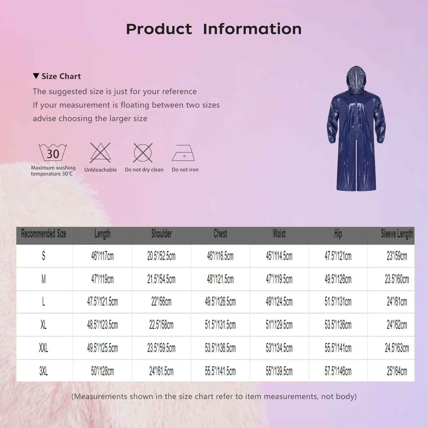 Mens Waterproof Hooded Long Jacket Tops Long Sleeve Front Zipper Lightweight Raincoat Workwear Poncho for Hiking Rainy Day Work