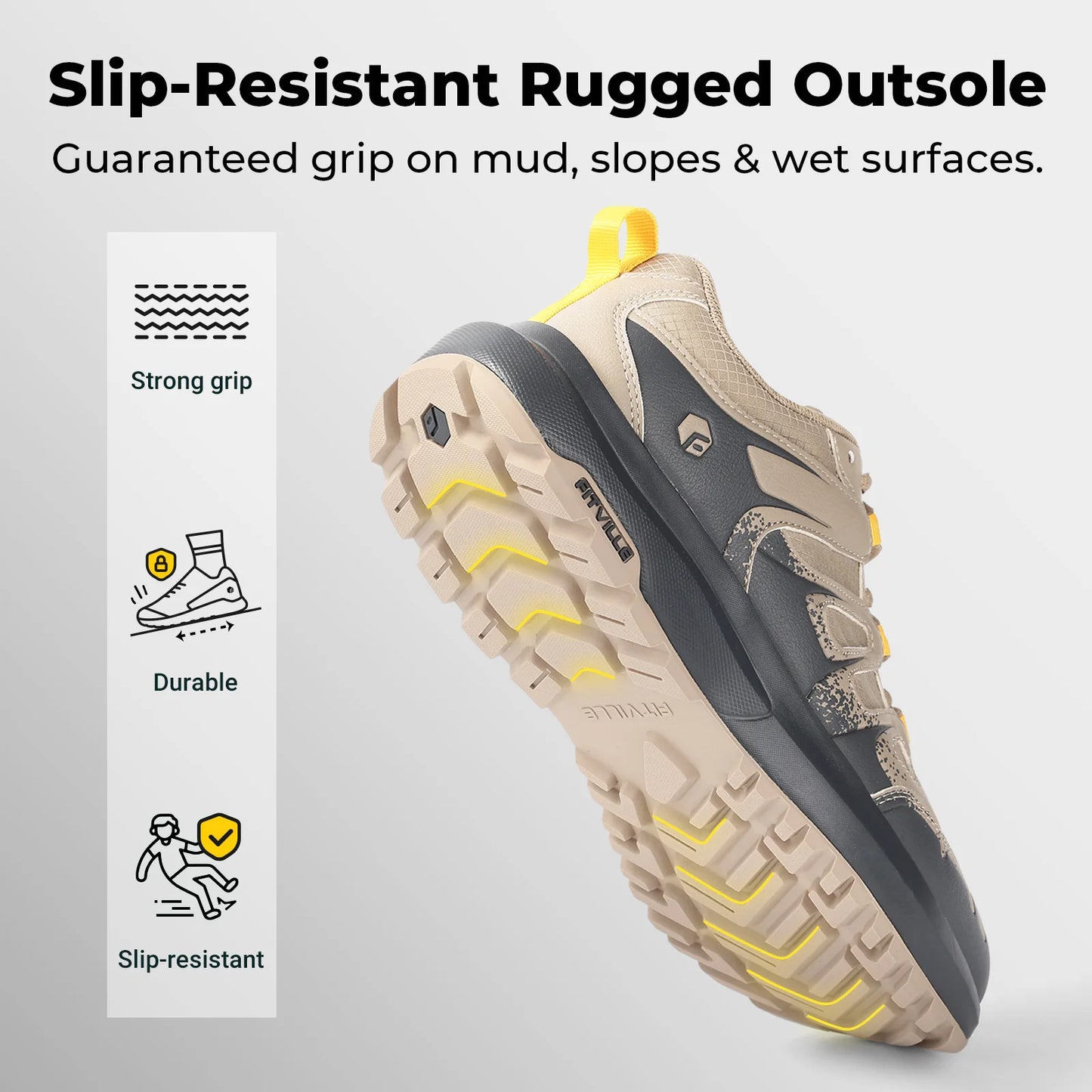 Fittington Hiking Shoes Water Repellent Wide Men Sneakers Trekking Trails Cushioning Walking Climbing Shoes for Men Lightweight