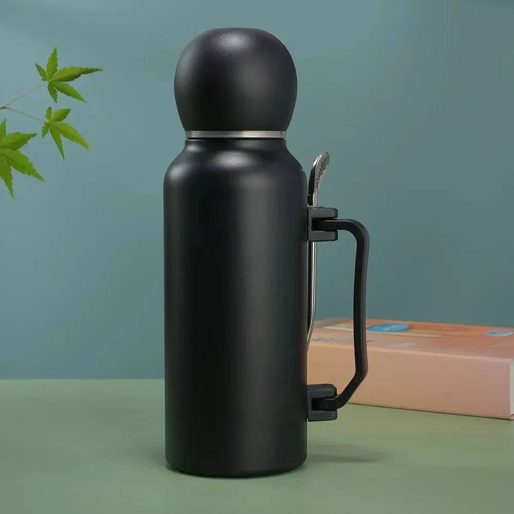 Stainless Steel Yerba Mate Thermos 1200ml Large Capacity Portable Vacuum Flask Outdoors Insulated Tumbler Handle Water Bottle