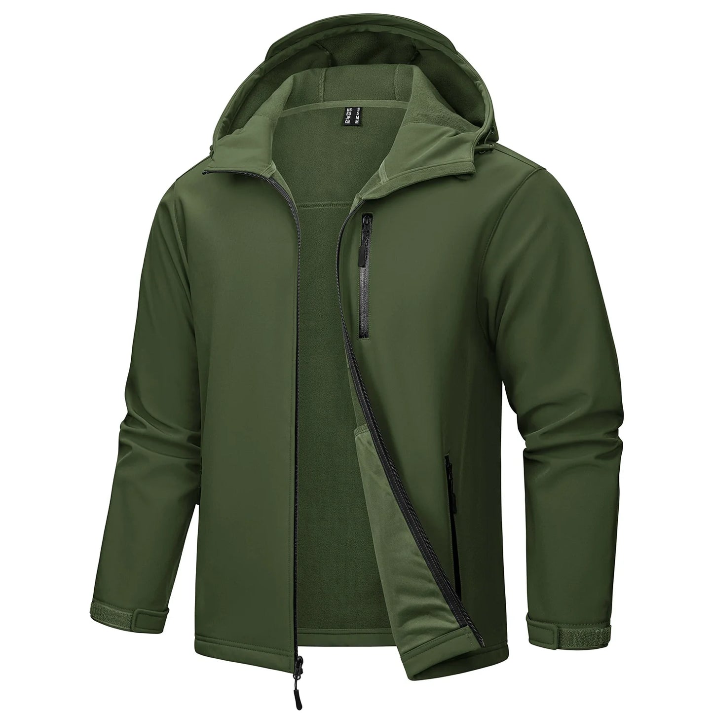 TACVASEN Hooded Softshell Jacket Mens Waterproof Rain Jacket Fleece Lined Work Jacket Outdoor Trekking Hiking Windbreaker Male