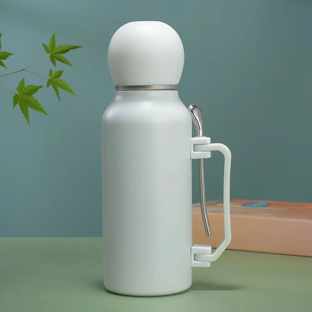 Stainless Steel Yerba Mate Thermos 1200ml Large Capacity Portable Vacuum Flask Outdoors Insulated Tumbler Handle Water Bottle