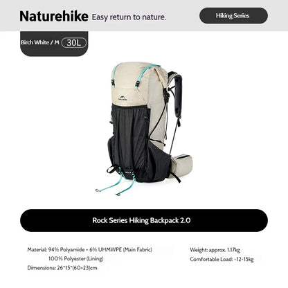 Naturehike Rock 2.0 Hiking Backpack 30L/45L/60L Large Capacity with Rain Cover Professional Outdoor Travel Trekking Shoulder Bag