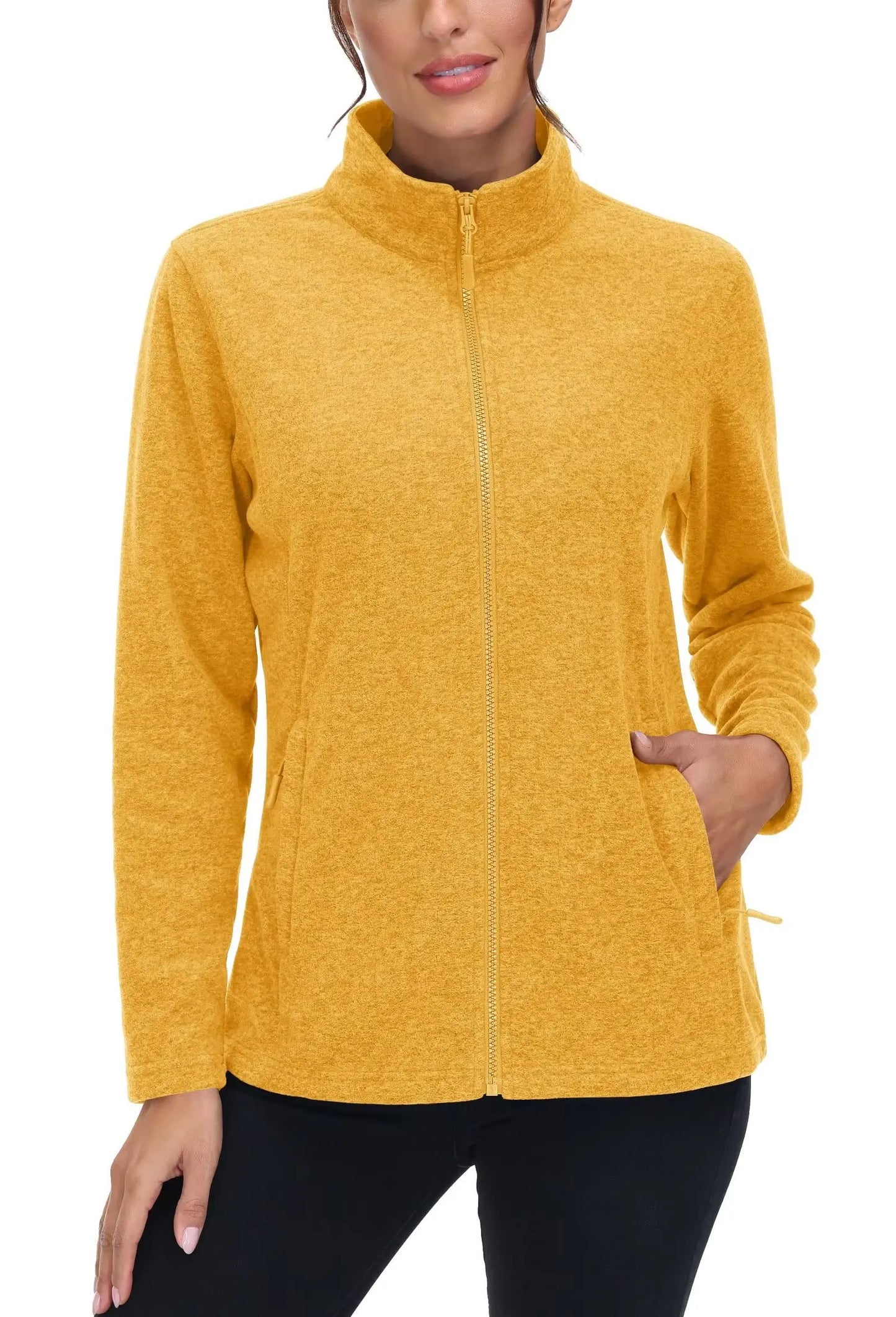 KEFITEVD Women Winter Full Zip Fleece Jacket Thermal Lightweight Coat Ladies Warm Camping Hiking Climbing Casual Top Windbreaker