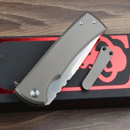 Multi-functional Folding Knife D2 Steel Blade Titanium Alloy Handle Ergonomic Handle Outdoor Camping Hiking EDC Cutting Purposes