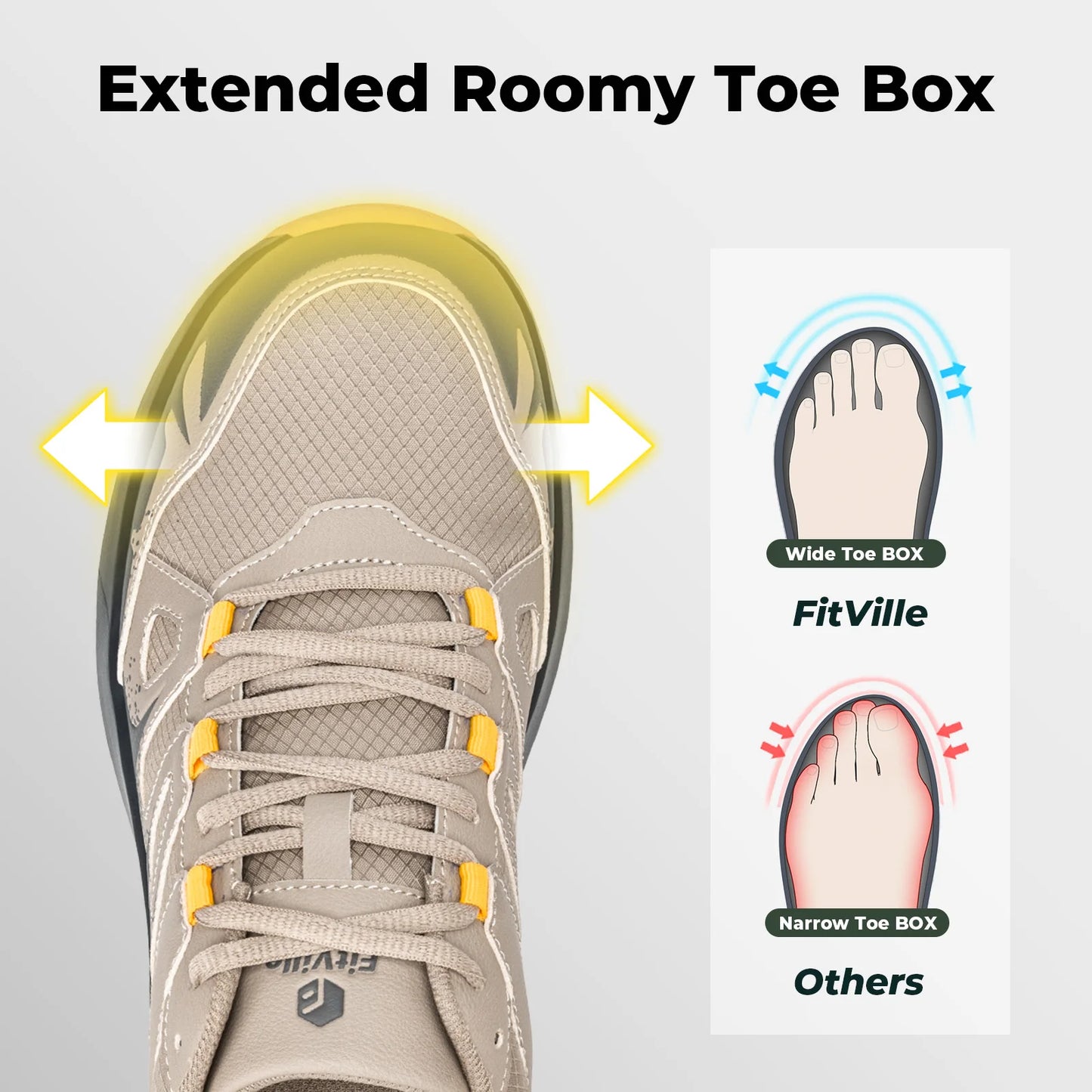Fittington Hiking Shoes Water Repellent Wide Men Sneakers Trekking Trails Cushioning Walking Climbing Shoes for Men Lightweight