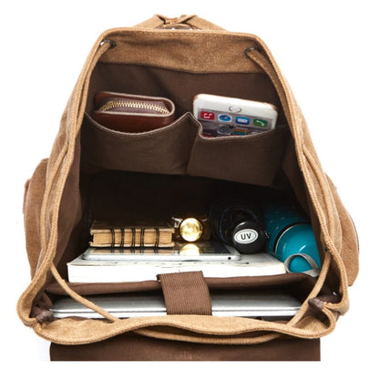 Vintage Canvas Backpack Simple Leisure Computer Bag Portable Hiking Travel Backpack Large Capacity Men Women Universal Schoolbag