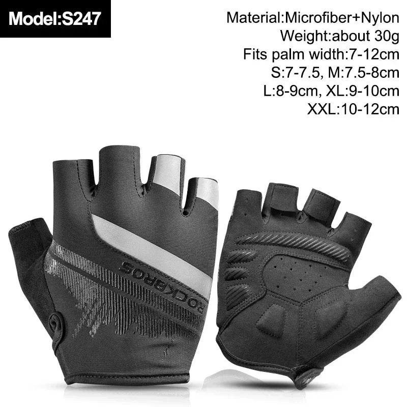 ROCKBROS New Road Bike MTB Gloves Microfiber Wear Resistant Gym Training Fingerless Glove Half Finger Bicycle Cycling Equipment