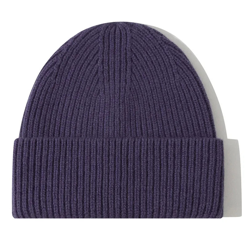 Men Women 100% Merino Wool Beanie Hats Winter Thermal Hat Cuffed Knit Ribbed Beanie Hiking Skiing One Size