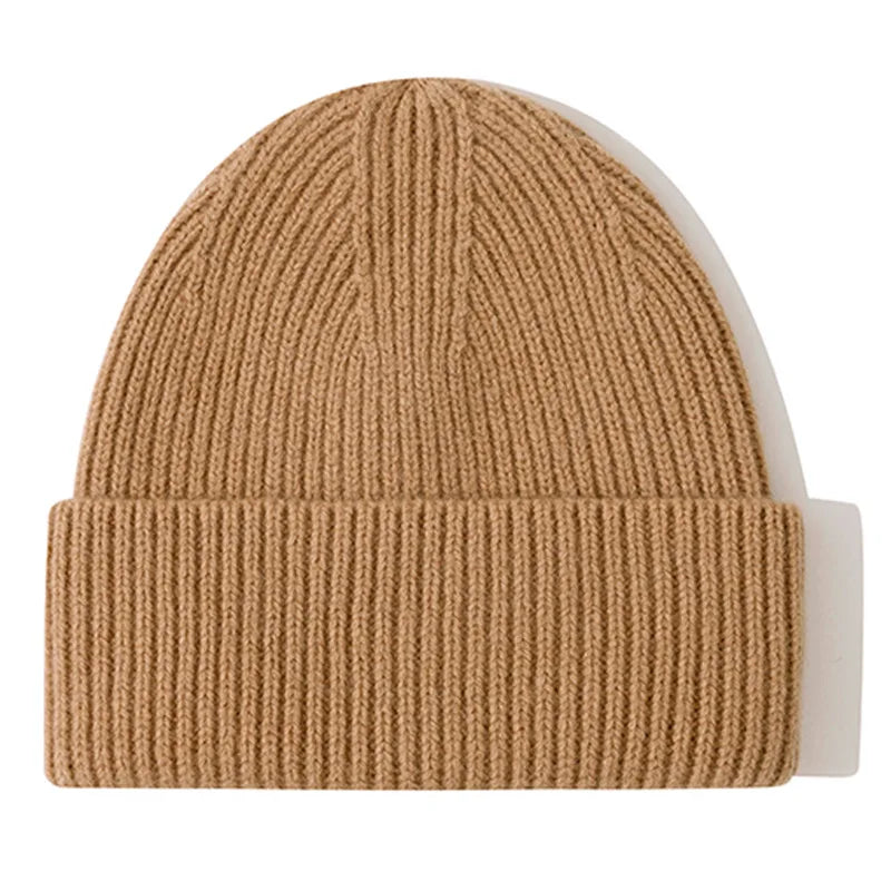 Men Women 100% Merino Wool Beanie Hats Winter Thermal Hat Cuffed Knit Ribbed Beanie Hiking Skiing One Size