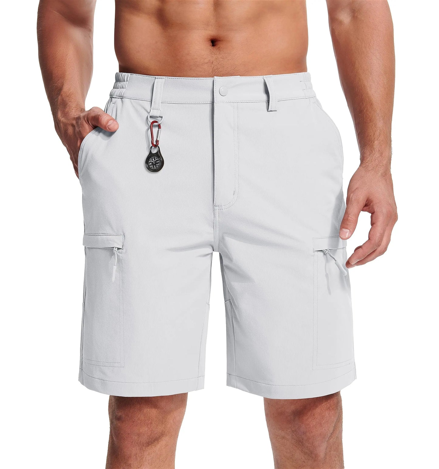 MAGCOMSEN Men's Cargo Shorts Multi-Pocket Elastic Breathable Quick-Drying Outdoor D-Ring Design Shorts Hiking Fishing Shorts