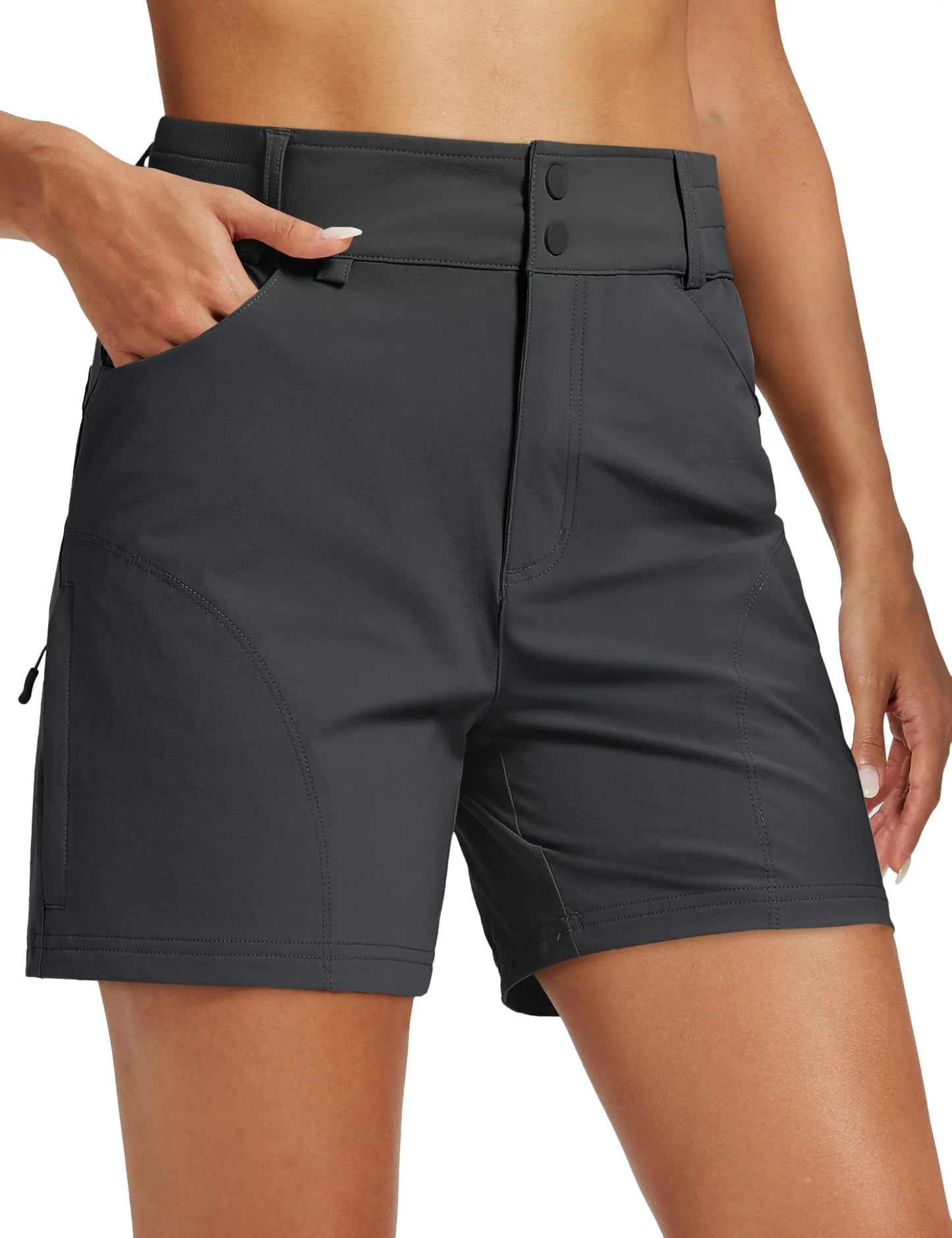 TACVASEN Womens Quick Dry Hiking Cargo Shorts Lightweight Water Resistant Shorts With 6 Pockets Summer Elastic Waist Golf Shorts