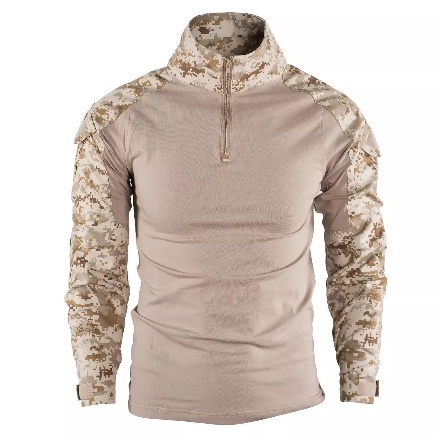 Summer Outdoors Tactical Set Men Thin Quick Drying Combat Training Uniform Camo Patchwork Tops+Multi Pocket Cargo Pants Suit