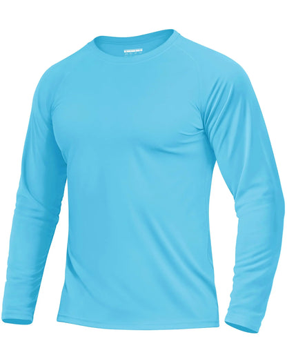 KEFITEVD Men's UPF 50+ Quick Dry Long Sleeve T-Shirts Men Sun Protection Outdoor Fishing Hiking T-Shirts UV Block Shirts Tops