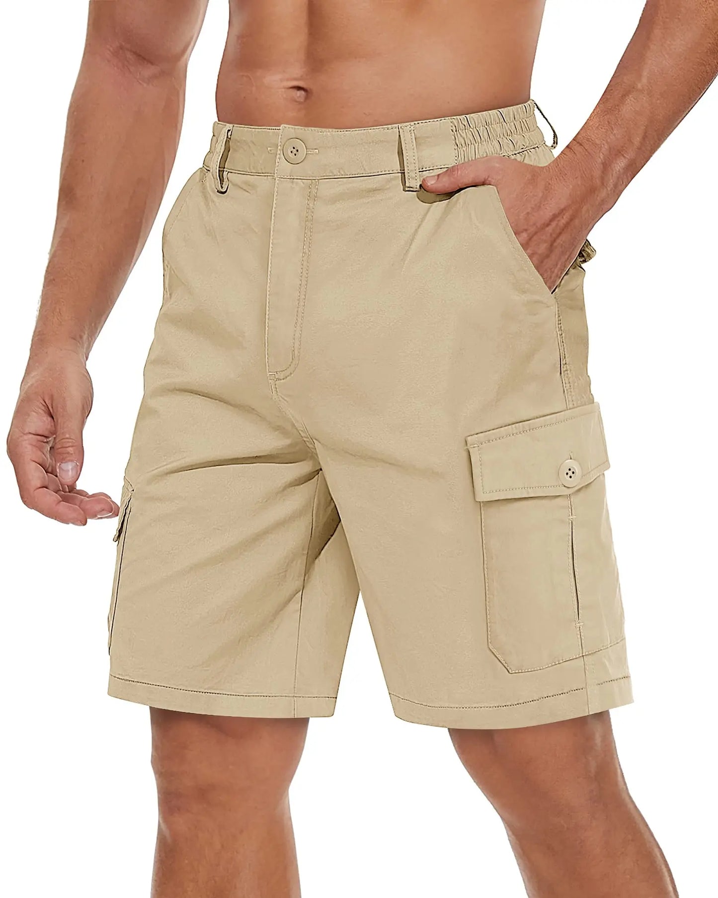 TACVASEN Summer Breathable Cotton Cargo Shorts Mens Casual Multi-pockets Twill Work Shorts Hiking Camping Short Pants Outdoor