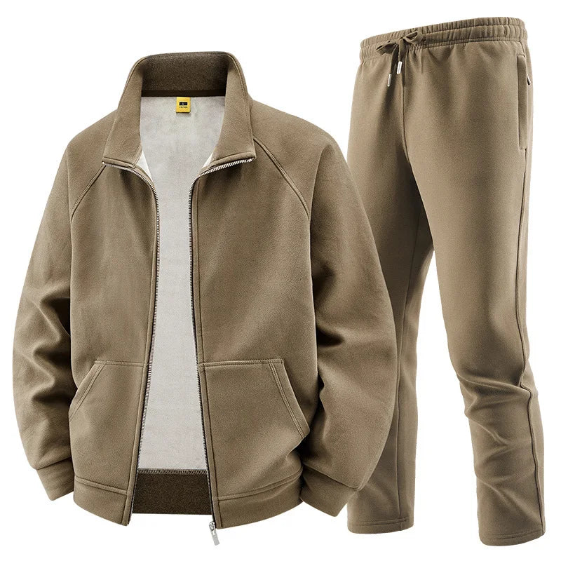 Thick Sets Brand Casual Men's Sets Cashmere Tracksuit Outdoors Fleece Track Suits Jacket + Pant Warm Fur Winter Men's Sweatshirt