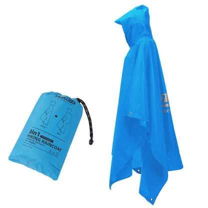 3 In 1 Waterproof Raincoat Lightweight Outdoor Hiking Rain Poncho Rain Jacket Cover Sun Shelter Camping Hiking Cycling Climbing