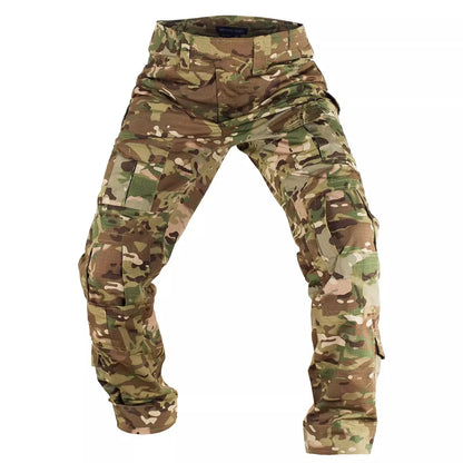 Summer Outdoors Tactical Set Men Thin Quick Drying Combat Training Uniform Camo Patchwork Tops+Multi Pocket Cargo Pants Suit