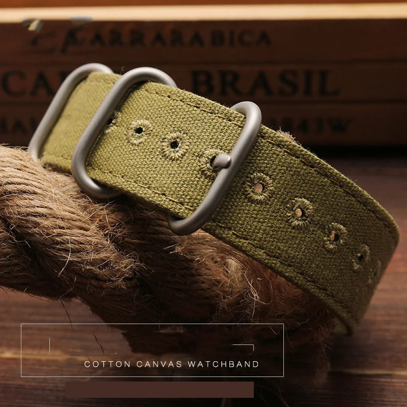 For any brand watch Fabric Military watchband watch Climbing Sports wristband straps 20 22 24 26mm men' Cotton canvas bracelet