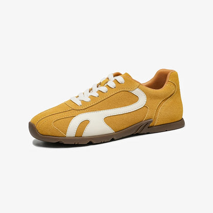 BEAUTODAY Sneakers Women Cow Suede Leather Lace-up Mixed Color Round Toe Trainers Outdoors Ladies Sports Shoes Handmade 29957