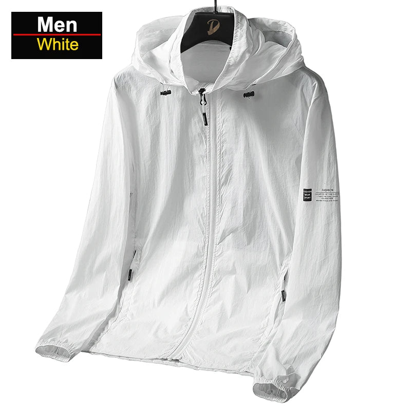 CHRLCK Men's Hiking Fishing Windproof Jackets Zipper Pockets Sun Protection Clothes Men Breathable Skin Anti-UV Windbreakers