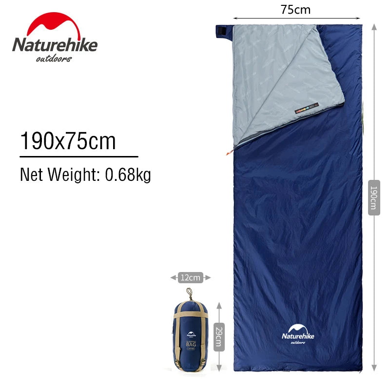 Naturehike LW180 Sleeping Bag Ultralight Waterproof Cotton Sleeping Bag Summer Hiking Camping Sleeping Bag