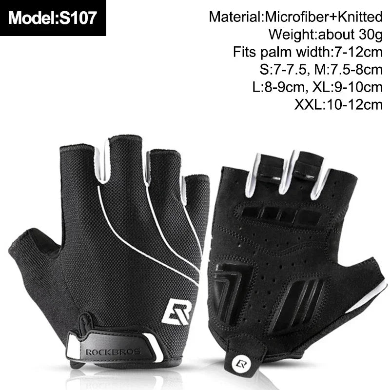 ROCKBROS New Road Bike MTB Gloves Microfiber Wear Resistant Gym Training Fingerless Glove Half Finger Bicycle Cycling Equipment