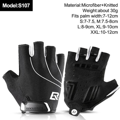 ROCKBROS New Road Bike MTB Gloves Microfiber Wear Resistant Gym Training Fingerless Glove Half Finger Bicycle Cycling Equipment