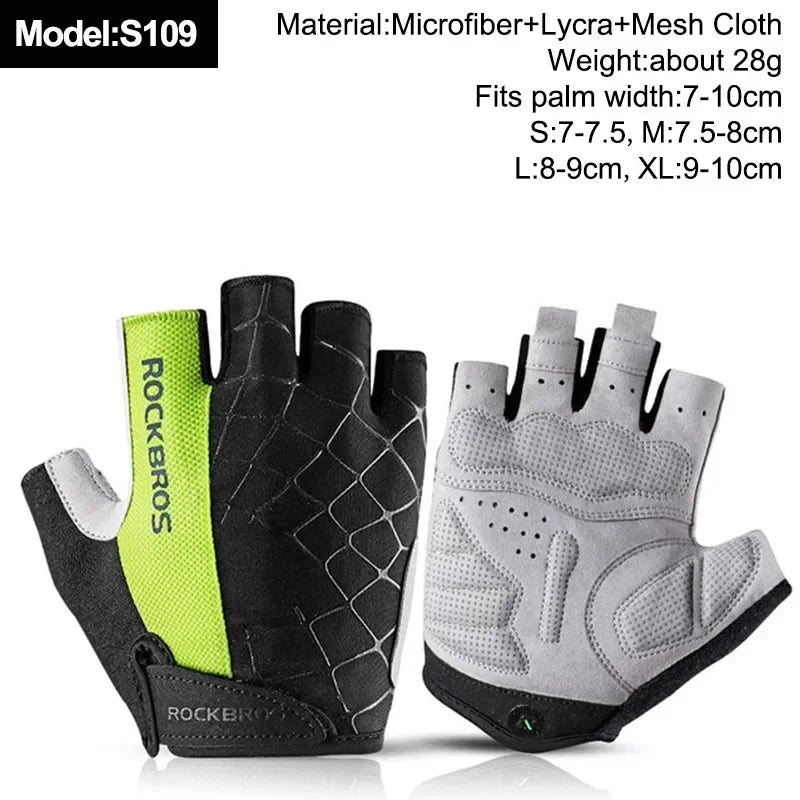 ROCKBROS New Road Bike MTB Gloves Microfiber Wear Resistant Gym Training Fingerless Glove Half Finger Bicycle Cycling Equipment