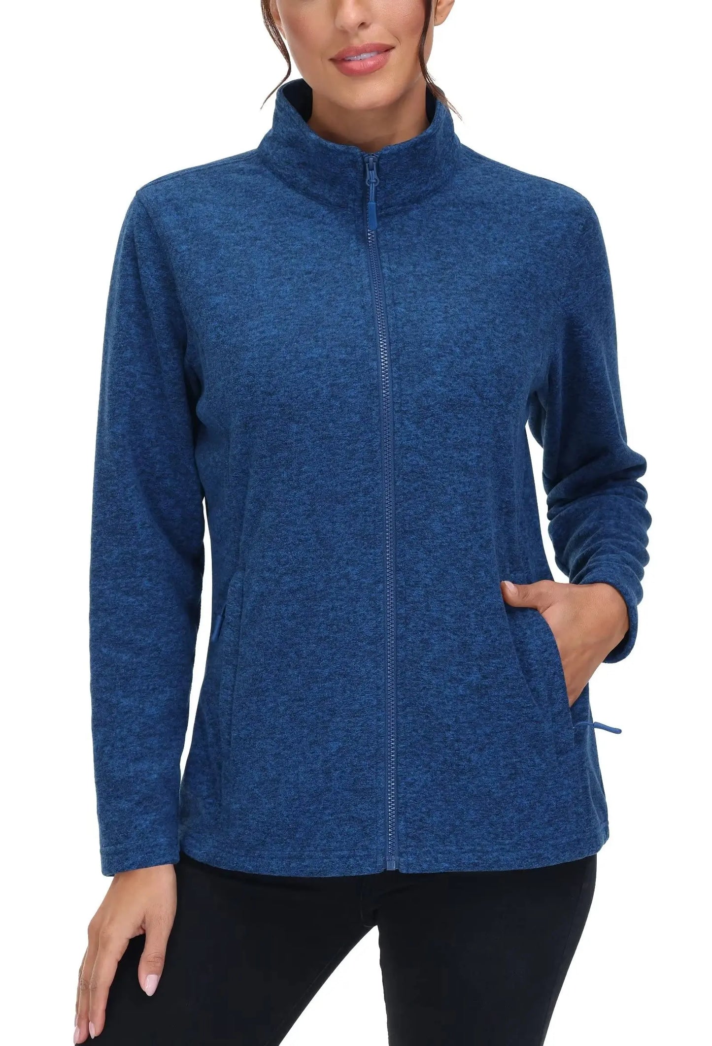 KEFITEVD Women Winter Full Zip Fleece Jacket Thermal Lightweight Coat Ladies Warm Camping Hiking Climbing Casual Top Windbreaker