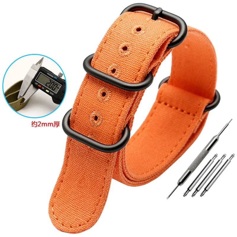 For any brand watch Fabric Military watchband watch Climbing Sports wristband straps 20 22 24 26mm men' Cotton canvas bracelet