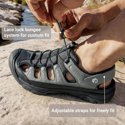 FitVille Wide Width Men'S Sandals Closed-Toe Hiking & Water Sandals With Arch Support For Swollen Feet Non-Slip Summer Shoes