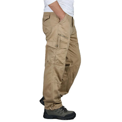 Spring Cargo Pants Man Cotton Reinforced Utility Military Outdoors Man Work Trousers Long Tactical Pants For Men Fashion Casual