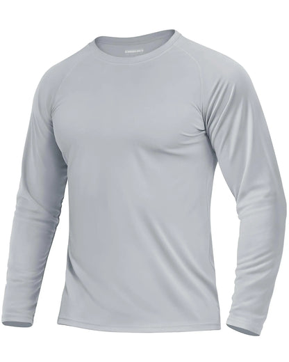 KEFITEVD Men's UPF 50+ Quick Dry Long Sleeve T-Shirts Men Sun Protection Outdoor Fishing Hiking T-Shirts UV Block Shirts Tops