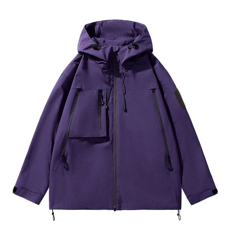 Hiking Jackets Men Waterproof Windproof Casual Hooded Outdoor Sports Clothes Hiking Coat Running Climbing Solid Color Jacket