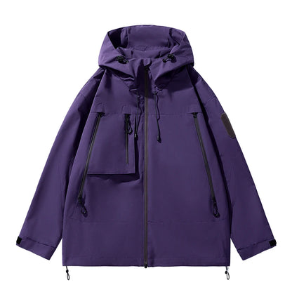 Hiking Jackets Men Waterproof Windproof Casual Hooded Outdoor Sports Clothes Hiking Coat Running Climbing Solid Color Jacket
